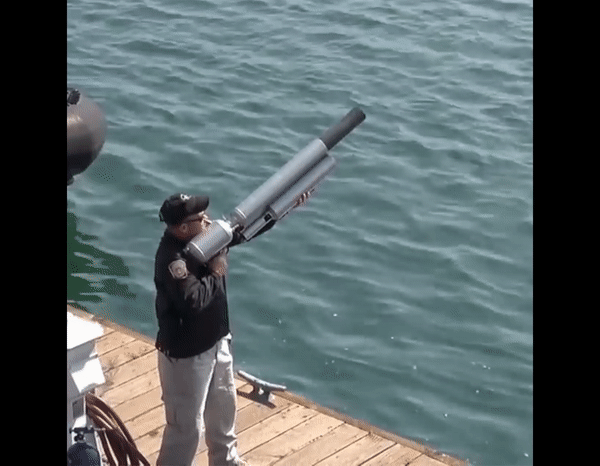 The Barracuda Boat Stopping System in action Gif